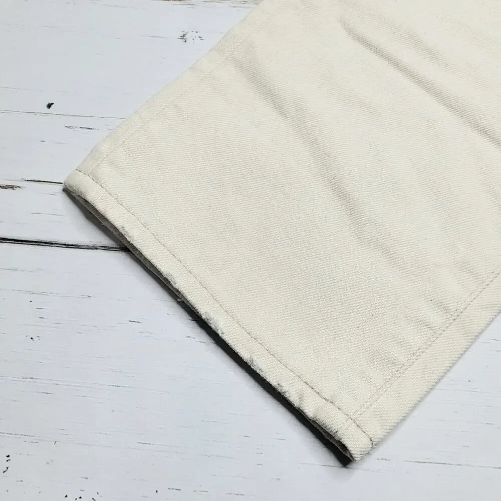 J Crew Slouchy Boyfriend Jeans Straight Leg Ecru White Cream Cotton Slouch 28